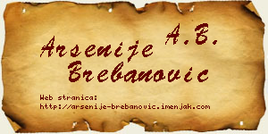 Arsenije Brebanović vizit kartica
